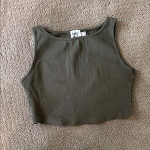 Olive Green Ribbed Crop Top